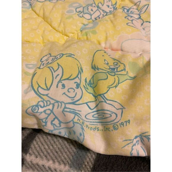 Vintage Baby Blanket The Kendall Co. 1979 Yogi Bear Pebbles Bam Bam Hanna Barber - Picture 3 of 16